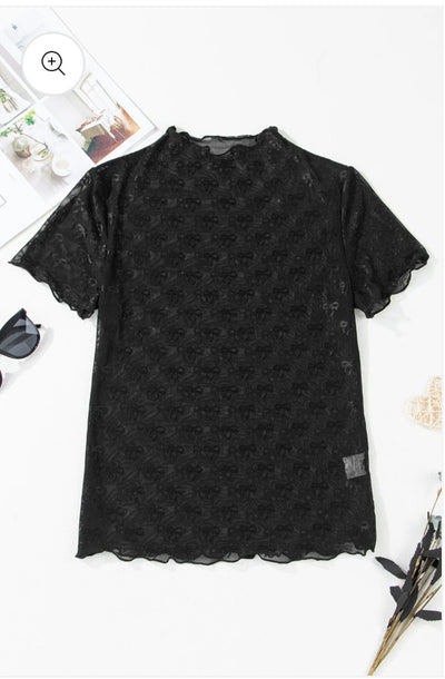 Black on black sheer bow top