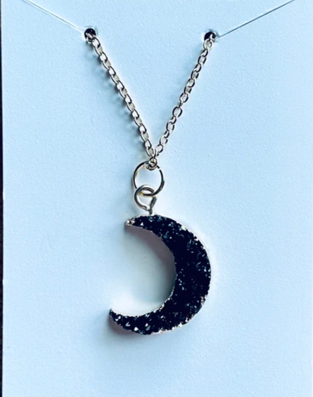 Druzy moon necklace