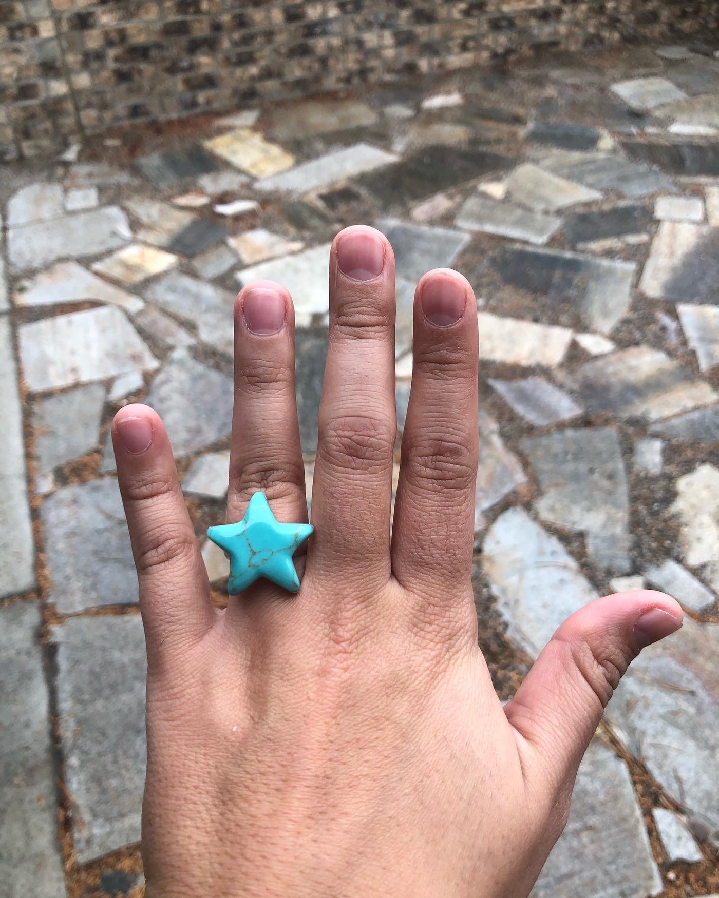 Star turquoise adjustable ring