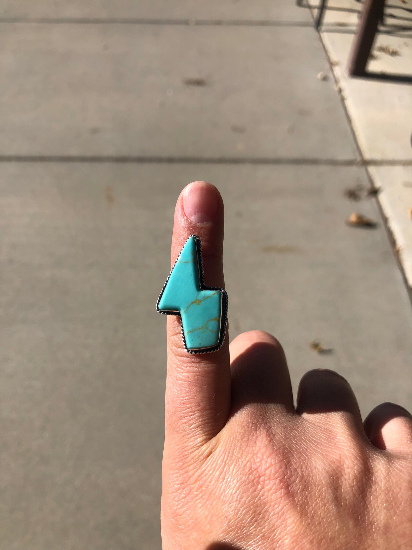 Authentic turquoise lightning bolt ring