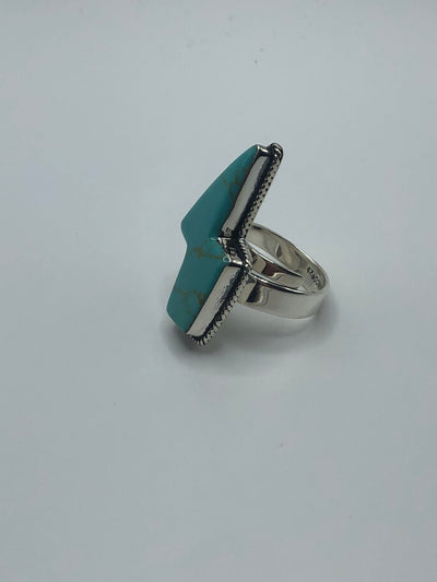 Authentic turquoise lightning bolt ring