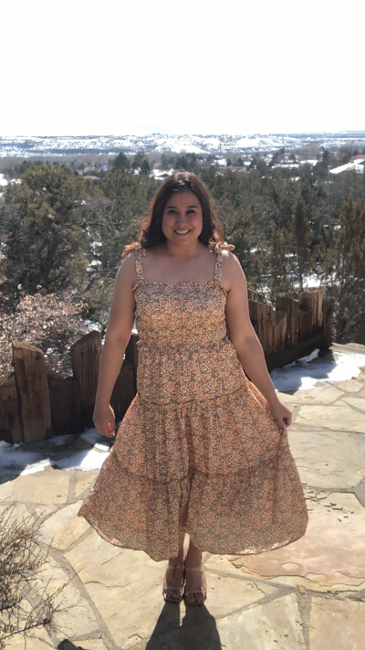 Georgia Smocked Tie Floral Dress